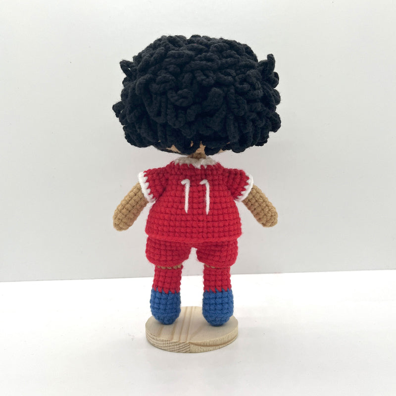 Mohamed Salah Handmade Crochet Doll | Articulated Joints | Collectible Gift
