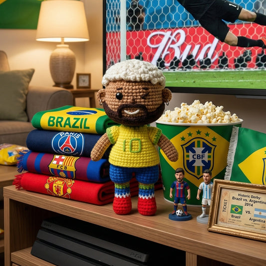 Handmade Blonde Curly Hair No. 10 Yellow Shirt Crochet Doll -NJ10 Samba Dancer Collectible Gift For Fans & Kids