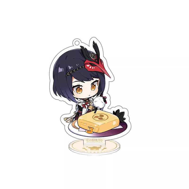 The character has large, expressive amber eyes and is dressed in an ornate outfit with gold accents.