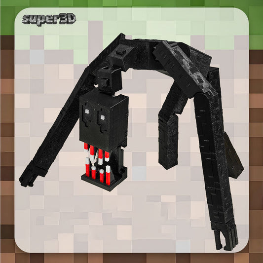 A poseable Enderman figurine in black, standing at 19cm tall, with a highly detailed texture and articulated limbs for dynamic positioning.