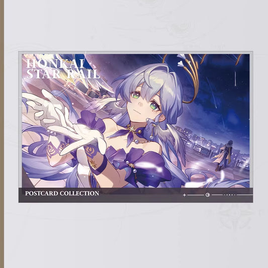 The image features a female character with silver hair and green eyes, dressed in luxurious purple attire, showcasing an elegant posture against the backdrop of a night city。