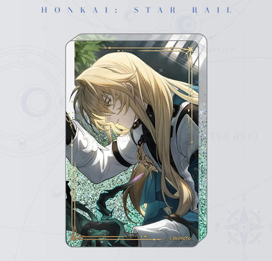 The card's background is a soft off-white color, embedded with gold glitter quicksand, presenting a warm texture.