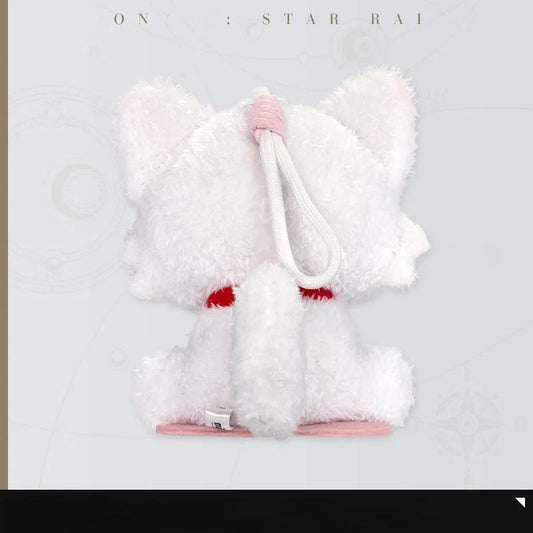 Back view of Lihua Cat Series shoulder-sitting plush, showing fluffy texture, tail detail, and secure hanging loop