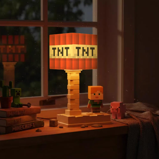 "Blocky World" Pixel Desk Lamp | for Minecraft Fans | LED Night Light | Minecraft Gamer Room Decor