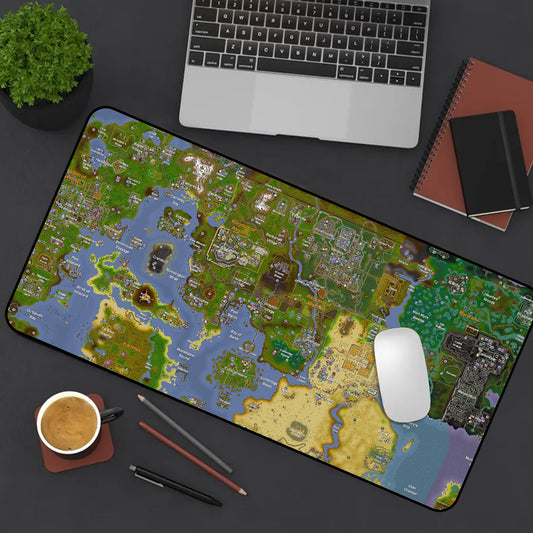 OSRS Gielinor World Map XL Desk Mat | for Old School RuneScape Fans | Non-Slip Neoprene Rubber | OSRS Gamer Gift