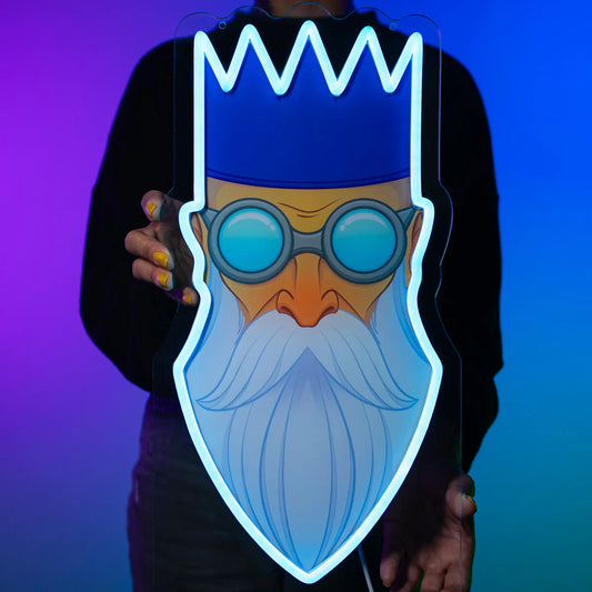 Wise Old Man Neon Sign | for Old School RuneScape Fans | Dimmable LED Art | Gaming Room Decor