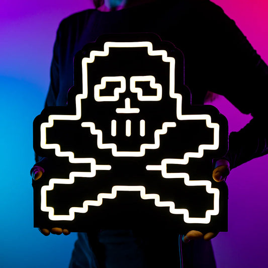 PK Skull Neon Sign | for Old School RuneScape Fans | Dimmable LED Pixel Art | Gaming Room Decor