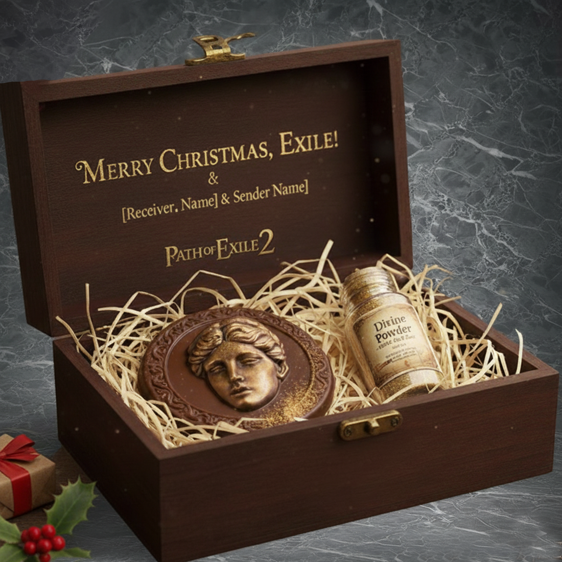 Divine Orb Shaped Chocolate | for Path of Exile 2 Fans | Edible Gold Dust Finish | Gamer Christmas Gift