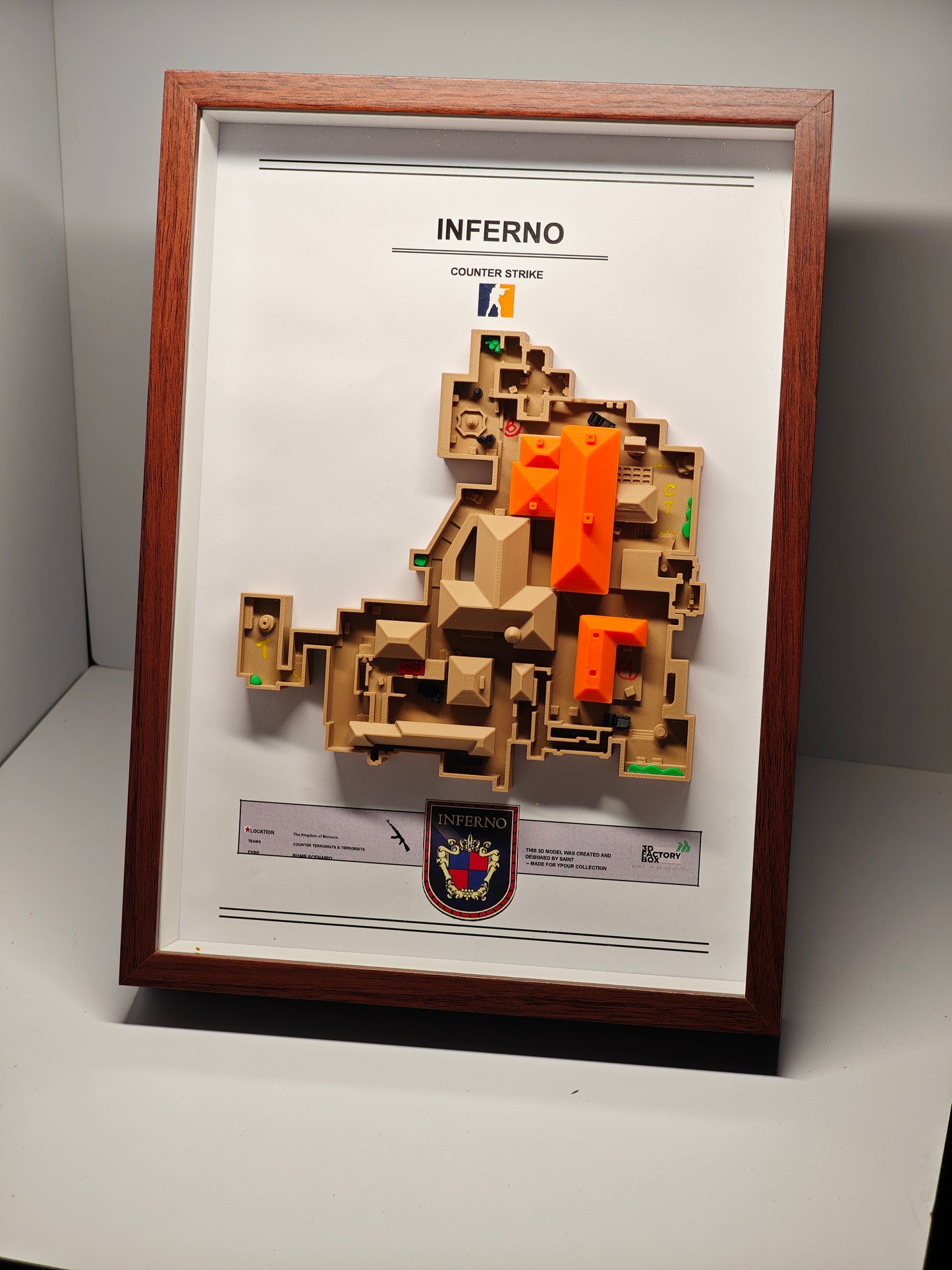 CS2 Map Desktop Ornament | Ultra-Detailed 3D Printed Dust2 Terrain | Dual-Purpose Desk Display & Wall Art | CSGO Collector's Item