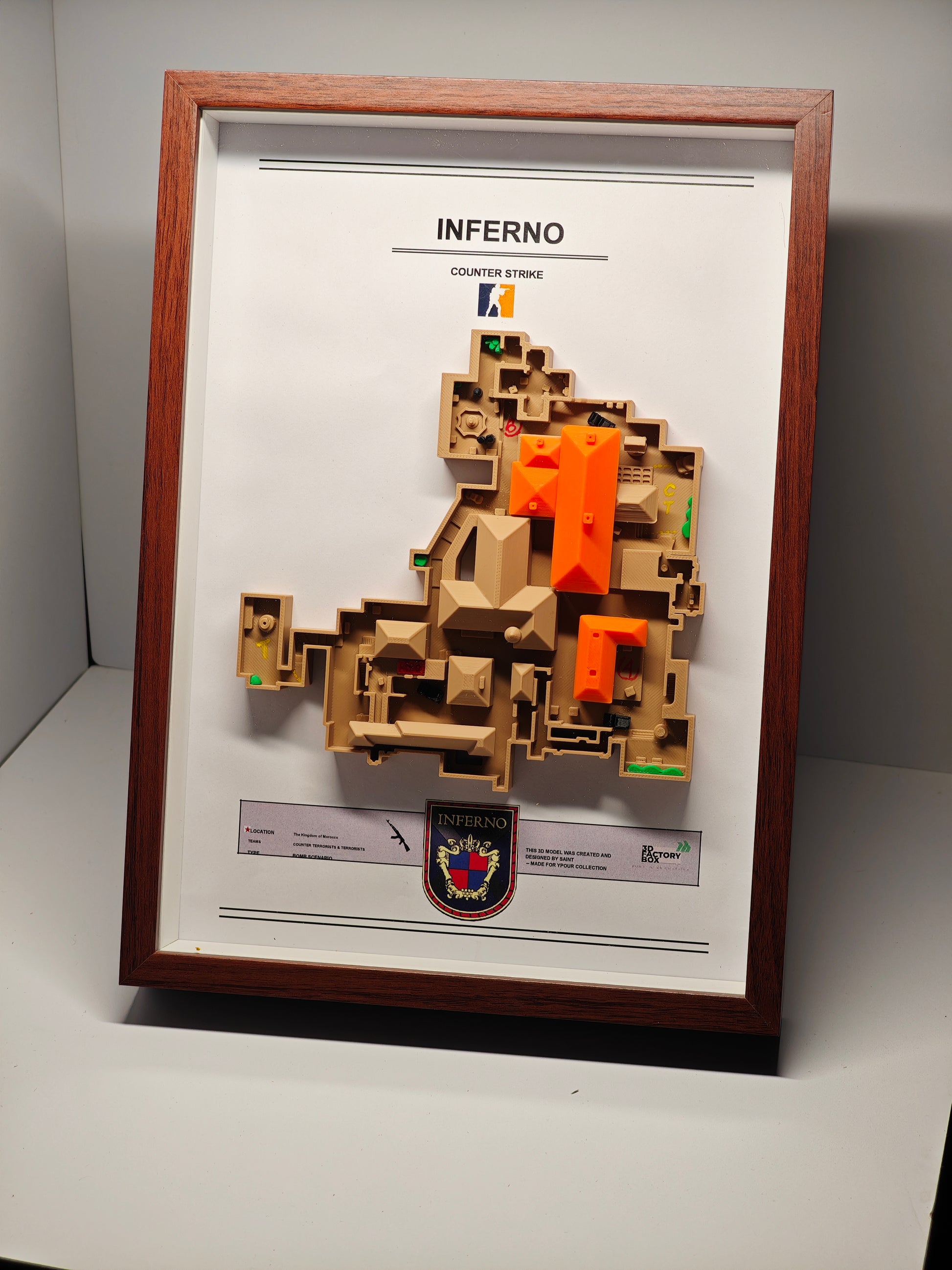 CS2 Map Desktop Ornament | Ultra-Detailed 3D Printed Dust2 Terrain | Dual-Purpose Desk Display & Wall Art | CSGO Collector's Item