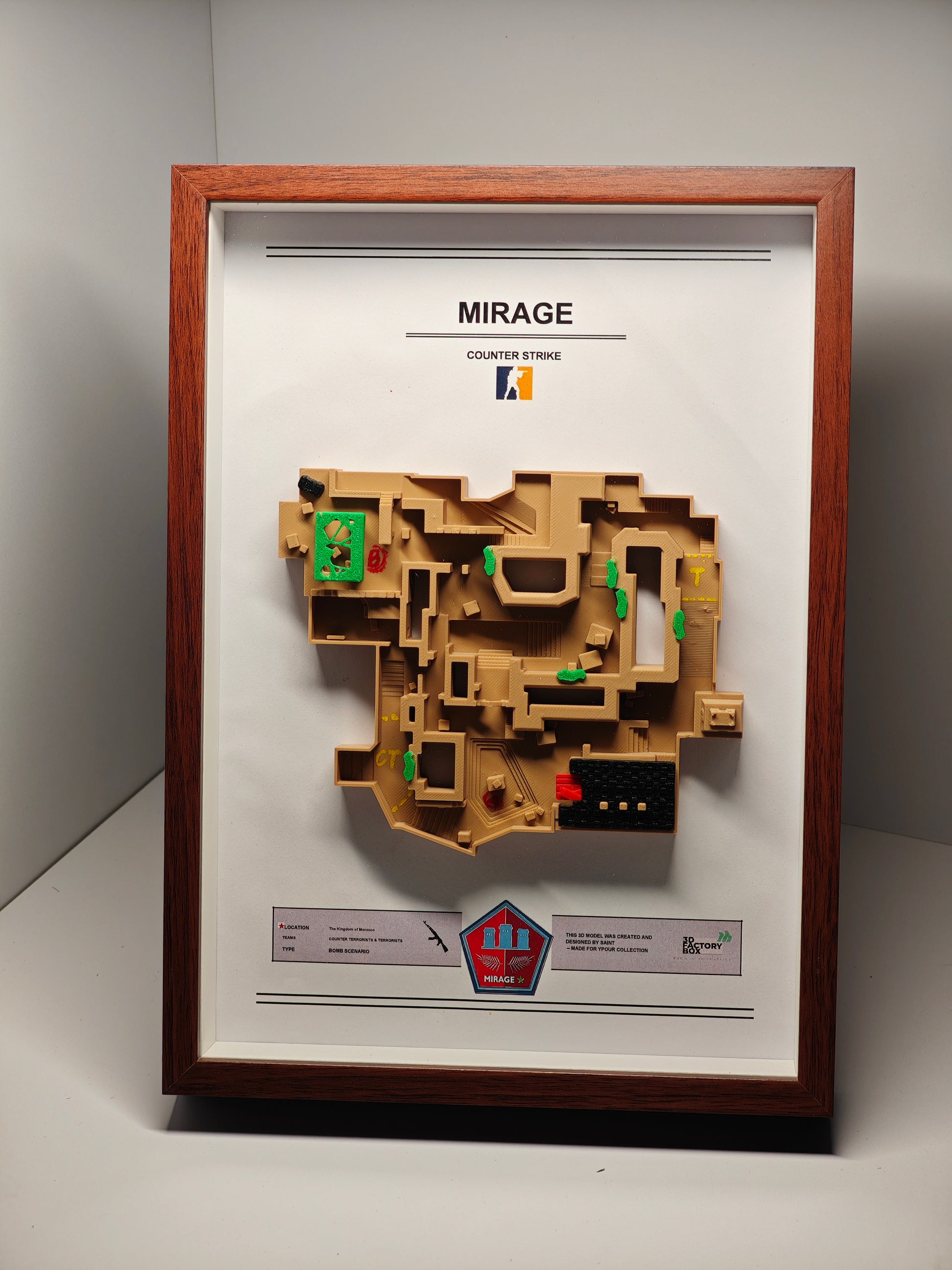 CS2 Map Desktop Ornament | Ultra-Detailed 3D Printed Dust2 Terrain | Dual-Purpose Desk Display & Wall Art | CSGO Collector's Item