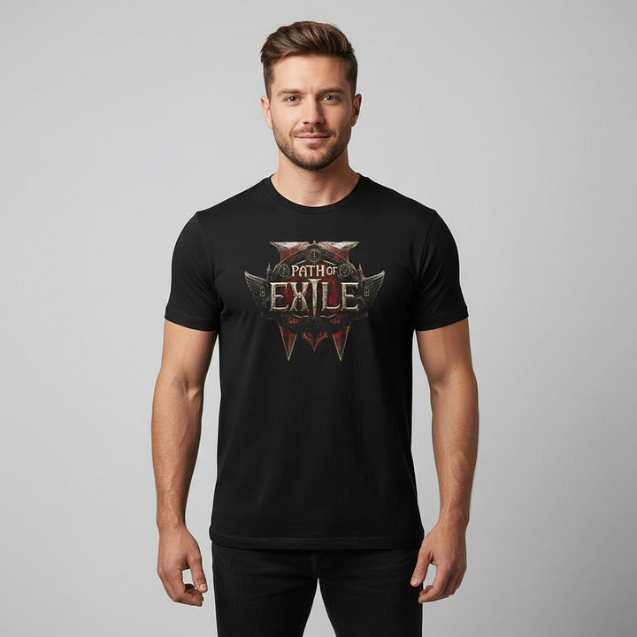 POE2 T-shirt | Official Game Icon Print on Black Cotton | Comfortable Daily Wear for Casual Style | Must-Have for Path of Exile Fans