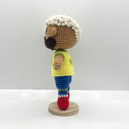 [Samba Elf] Neymar Handmade Crocheted Doll | Brazil No. 10 Collector's Edition with Articulated Joints | Fan Collection for Kids' Birthday Surprise