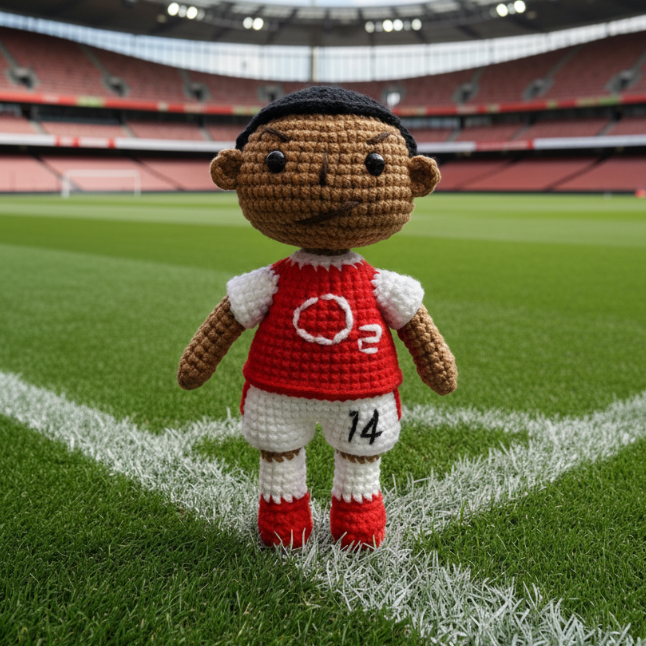 Thierry Henry Handmade Crochet Doll | Articulated Joints | Collectible Gift