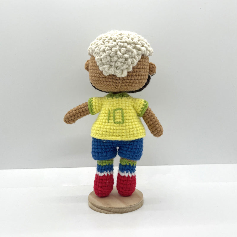[Samba Elf] Neymar Handmade Crocheted Doll | Brazil No. 10 Collector's Edition with Articulated Joints | Fan Collection for Kids' Birthday Surprise