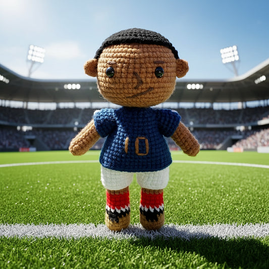 [Lightning King] Mbappé Handmade Crochet Doll | Articulated French National Team Number 10 Collector's Edition | Fan Collectible Birthday Surprise for Children
