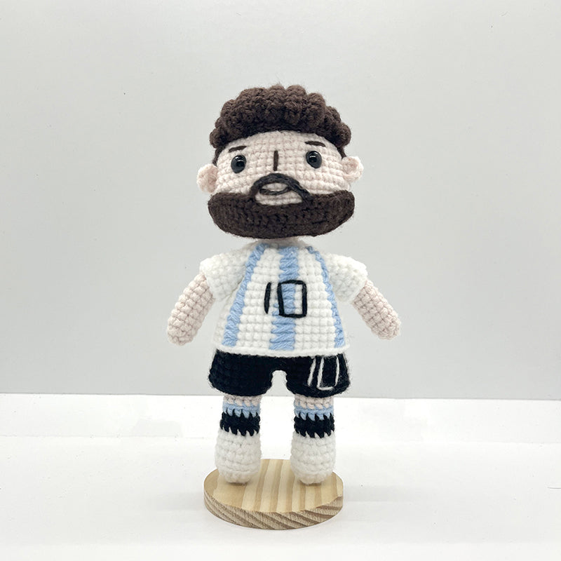 [Cute Legend] Messi Handmade Crochet Doll | Adjustable Pose | Pure Cotton Crafted Collectible | Fan Gift, Children's Gift, Birthday Surprise