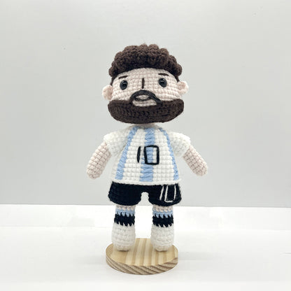 [Cute Legend] Messi Handmade Crochet Doll | Adjustable Pose | Pure Cotton Crafted Collectible | Fan Gift, Children's Gift, Birthday Surprise