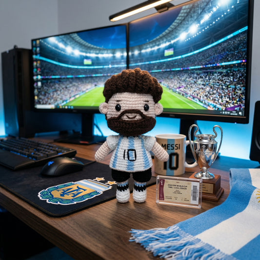 Handmade No. 10 Blue & White Striped Shirt Crochet Doll -LM10 Handmade Collectible Gift For Fans & Kids