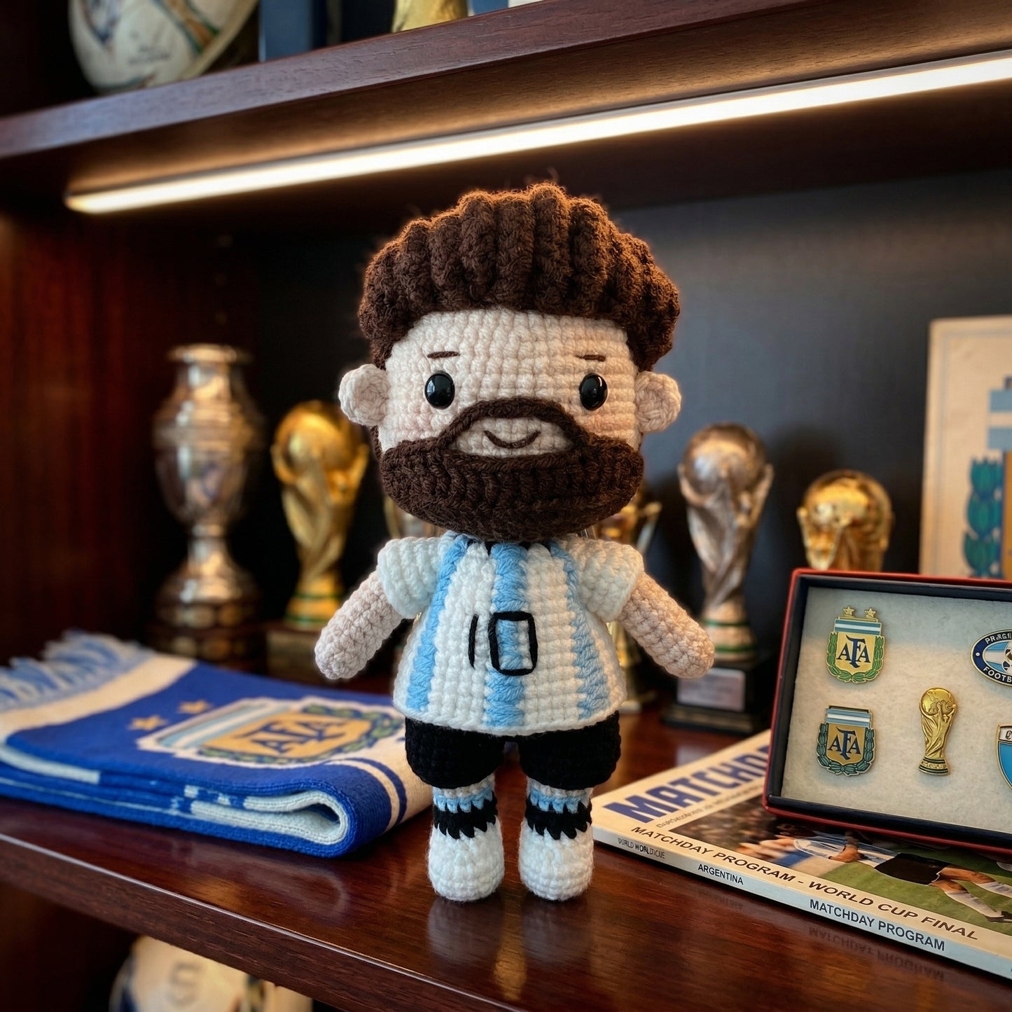 Handmade No. 10 Blue & White Striped Shirt Crochet Doll -LM10 Handmade Collectible Gift For Fans & Kids