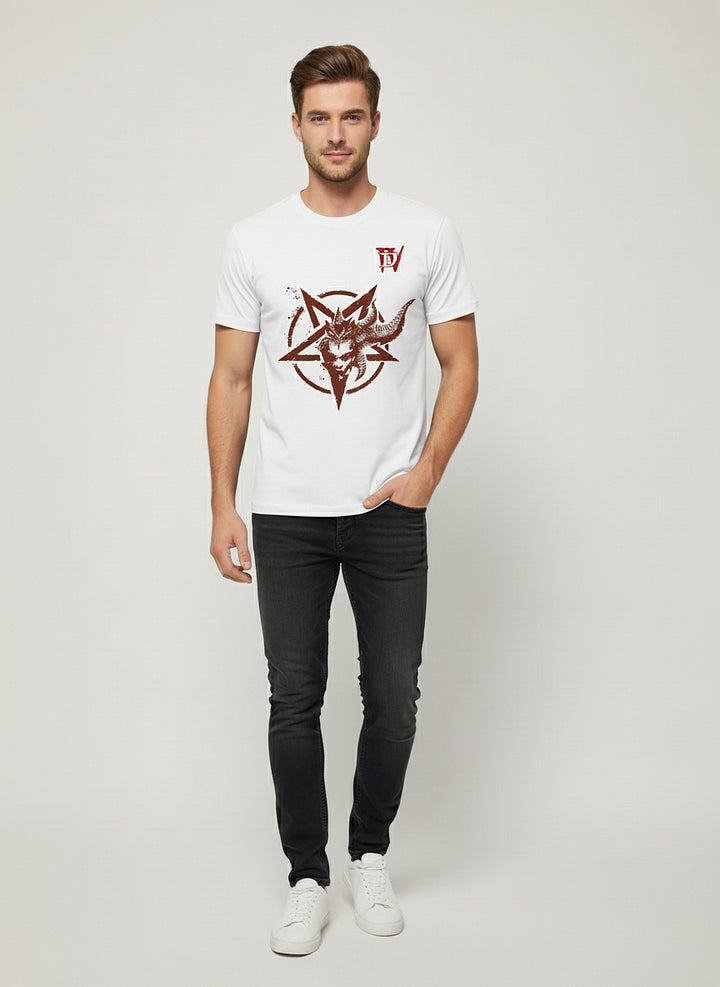 Lilith print T-shirt | Mother of Sanctuary portrait pattern trendy loose fit top | Dark RPG game themed apparel for cool casual wear | Soft loose fit tee to elevate your everyday look