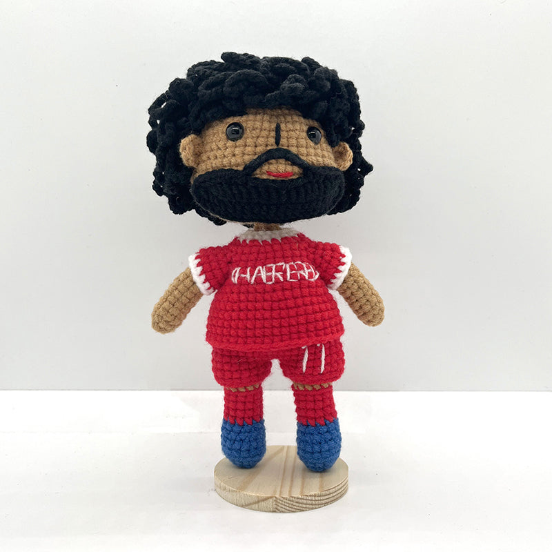 Mohamed Salah Handmade Crochet Doll | Articulated Joints | Collectible Gift