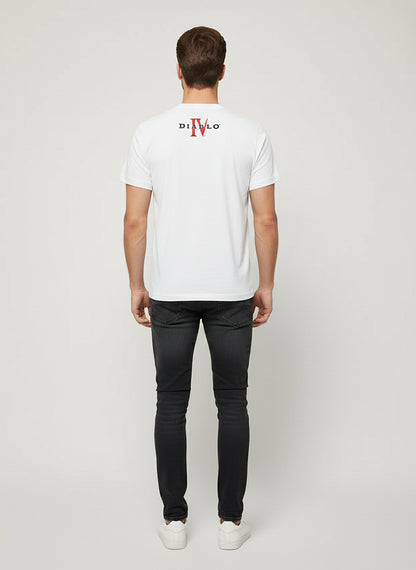 Lilith print T-shirt | Mother of Sanctuary portrait pattern trendy loose fit top | Dark RPG game themed apparel for cool casual wear | Soft loose fit tee to elevate your everyday look