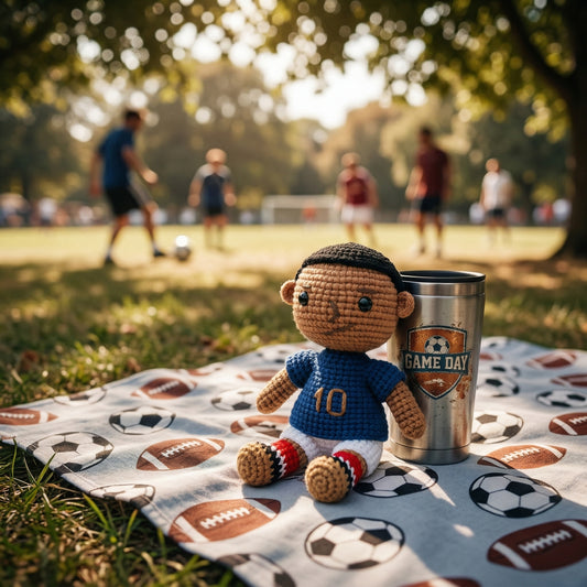 Handmade Black Short Hair No. 10 Blue Shirt Crochet Doll - KM10 Handmade Collectible Gift For Fans & Kids