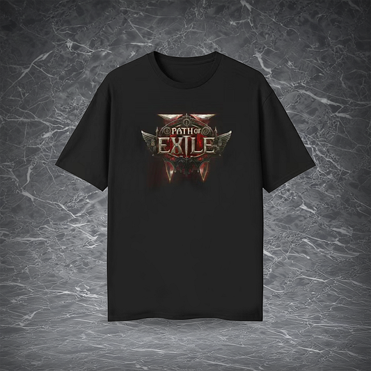 POE2 T-shirt | Official Game Icon Print on Black Cotton | Comfortable Daily Wear for Casual Style | Must-Have for Path of Exile Fans