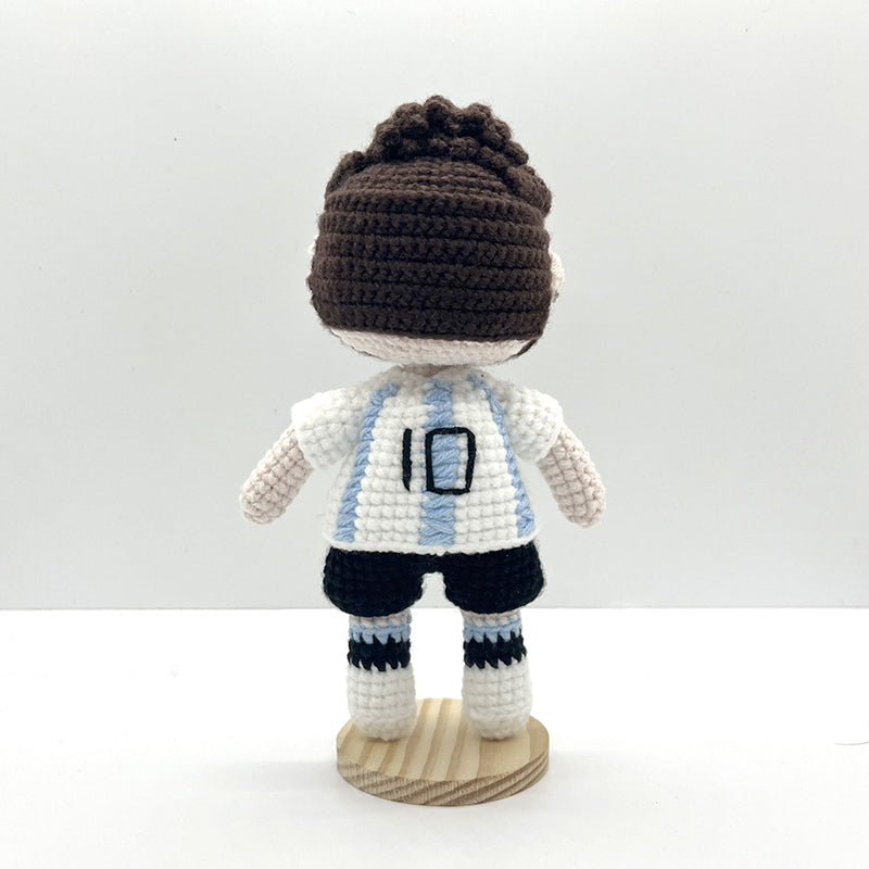 [Cute Legend] Messi Handmade Crochet Doll | Adjustable Pose | Pure Cotton Crafted Collectible | Fan Gift, Children's Gift, Birthday Surprise