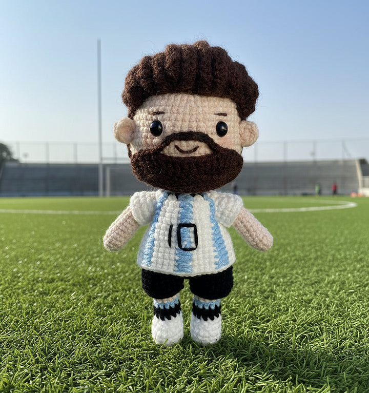 [Cute Legend] Messi Handmade Crochet Doll | Adjustable Pose | Pure Cotton Crafted Collectible | Fan Gift, Children's Gift, Birthday Surprise