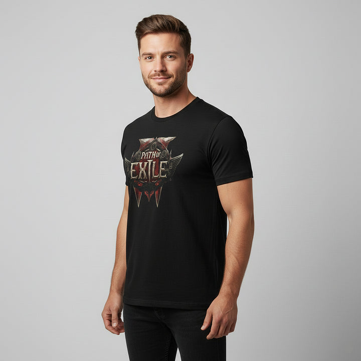 POE2 T-shirt | Official Game Icon Print on Black Cotton | Comfortable Daily Wear for Casual Style | Must-Have for Path of Exile Fans