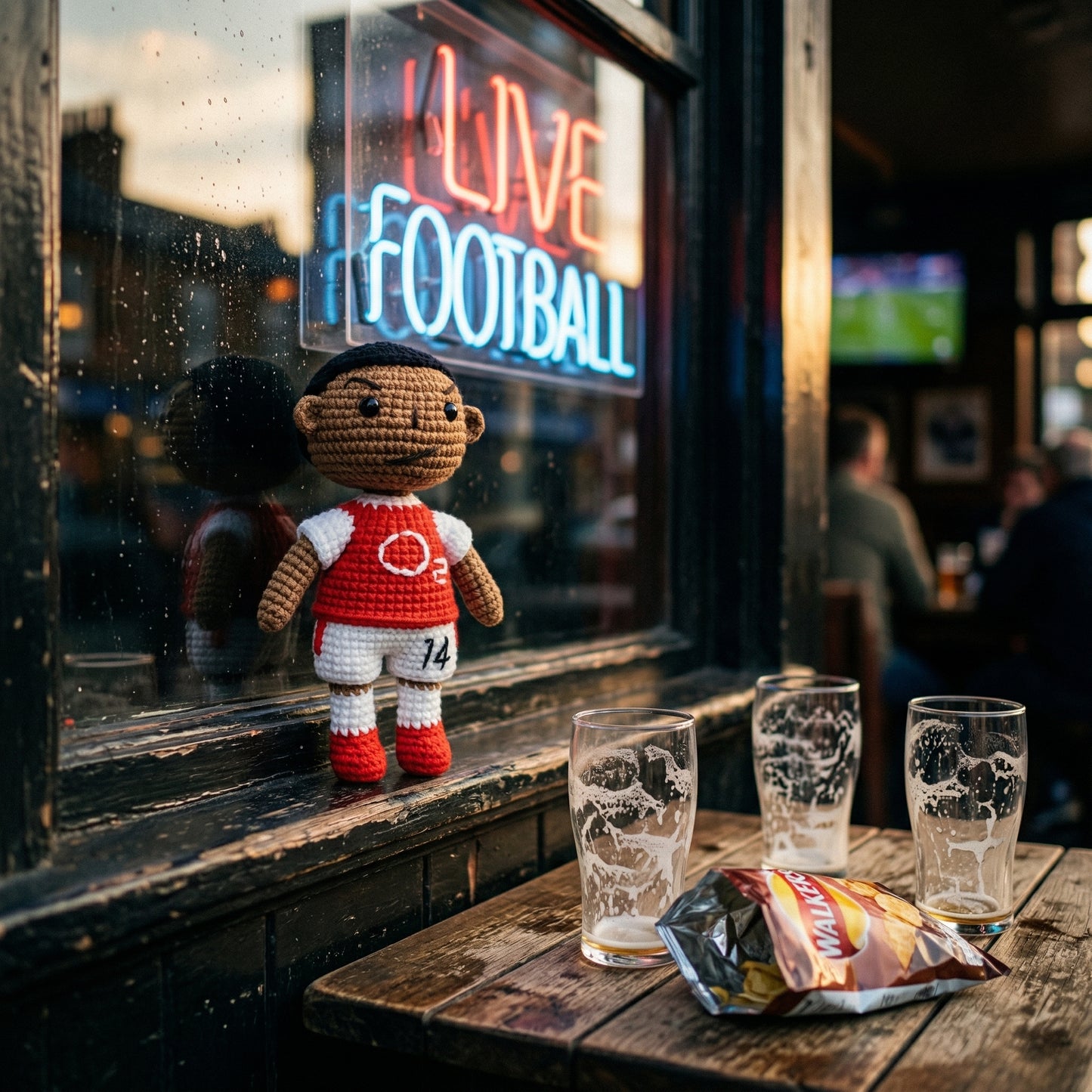 Handmade No. 14 Red & White Shirt Crochet Doll -TH14 Handmade Collectible Gift For Fans & Kids