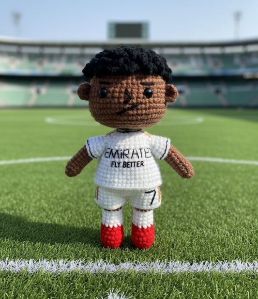 Vinicius Junior Handmade Crochet Doll | Articulated Joints | Collectible Gift