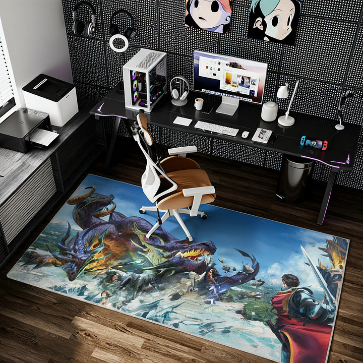 OSRS King Black Dragon Carpet | Large Floor Mat with Classic Boss Battle Art | Non-Slip Rug for Gaming Room Decor | Premium OSRS Themed Collectible for True Fans