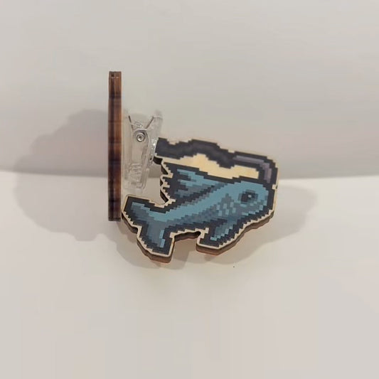 OSRS Fishing Skill Icon Clip | for OSRS Fans | Wooden Magnet & Clip Design | OSRS Gamer Gift