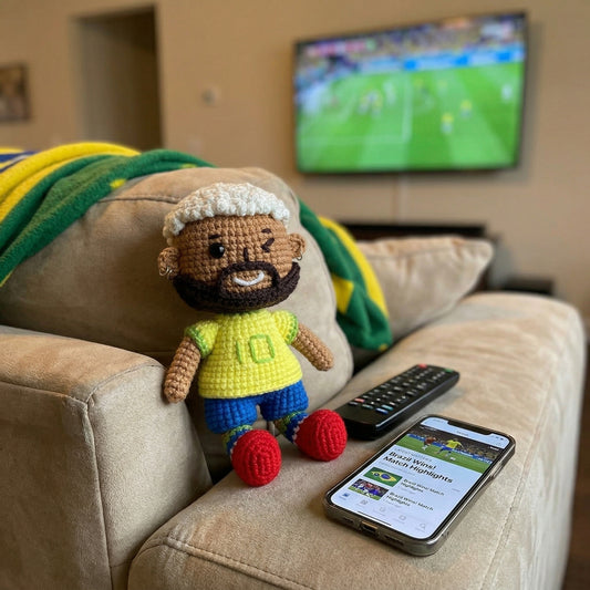 Handmade Blonde Curly Hair No. 10 Yellow Shirt Crochet Doll -NJ10 Samba Dancer Collectible Gift For Fans & Kids