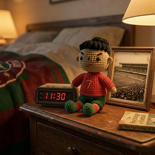 Handmade Black Short Hair No. 7 Red Shirt Crochet Doll - CR7 Handmade Collectible Gift For Fans & Kids