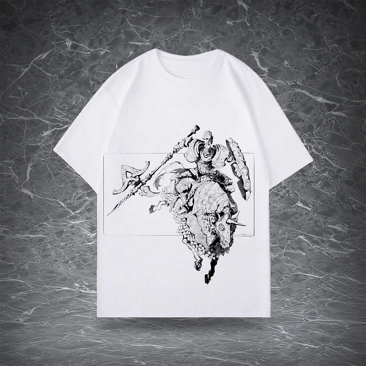 Elden Ring Tree Sentinel T-shirt | Minimalist Line Art on White Premium Cotton | Ultimate Versatile Top for Daily Casual Wear | Effortlessly Stylish Gamer Essential