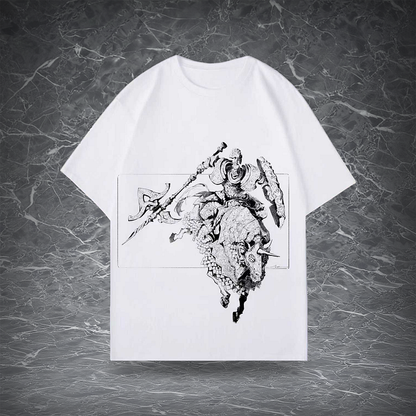 Elden Ring Tree Sentinel T-shirt | Minimalist Line Art on White Premium Cotton | Ultimate Versatile Top for Daily Casual Wear | Effortlessly Stylish Gamer Essential