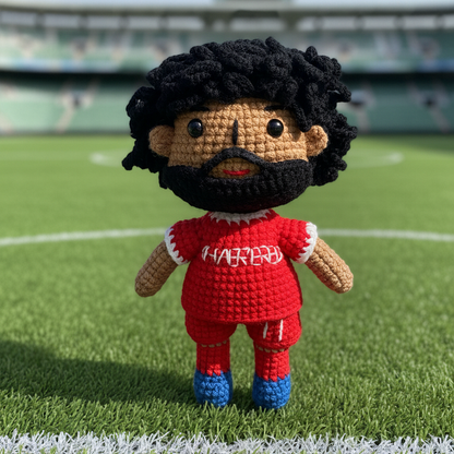 Mohamed Salah Handmade Crochet Doll | Articulated Joints | Collectible Gift
