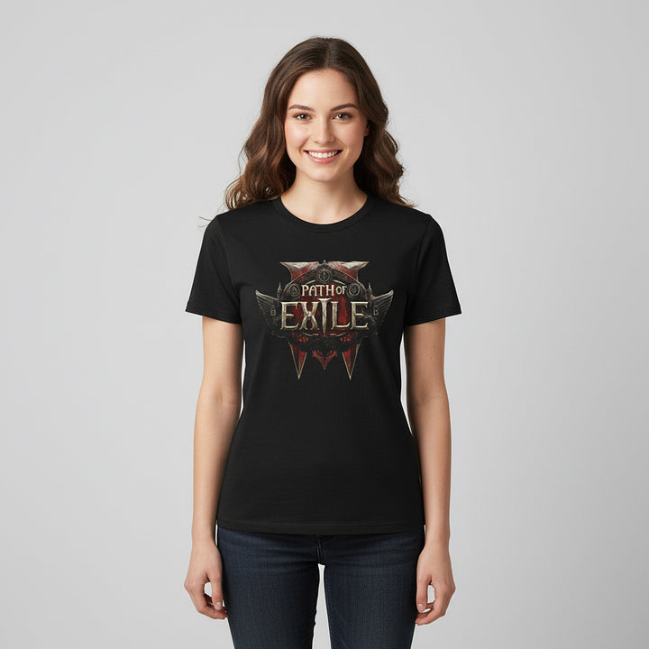 POE2 T-shirt | Official Game Icon Print on Black Cotton | Comfortable Daily Wear for Casual Style | Must-Have for Path of Exile Fans