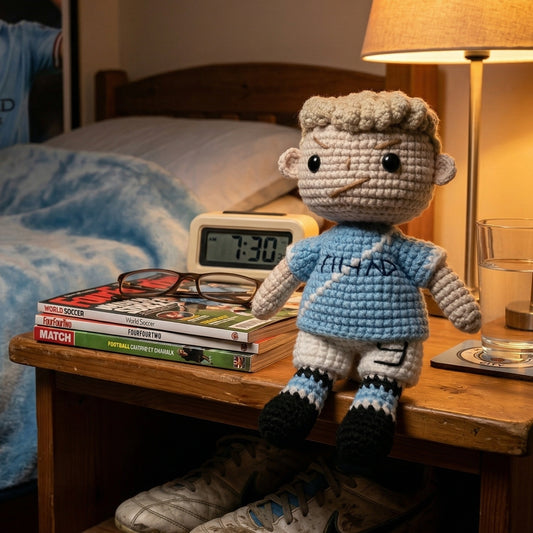 Handmade Blonde Long Hair No. 9 Blue Shirt Crochet Doll - EH9 Handmade Collectible Gift For Fans & Kids