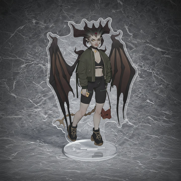D4 Lilith Modern AU Acrylic Standee | Fan Art Design with Crystal Clear Base | Desktop Display Stand & Decoration | Unique Collectible for Diablo Fans