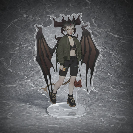 D4 Lilith Modern AU Acrylic Standee | Fan Art Design with Crystal Clear Base | Desktop Display Stand & Decoration | Unique Collectible for Diablo Fans