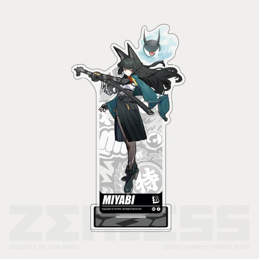 18.9cm tall acrylic standee featuring Miyabi from the Anti-Aircraft Sixth Division, made with double-layer offset printing for vibrant details. Packaged in an OPP bag with a back card.