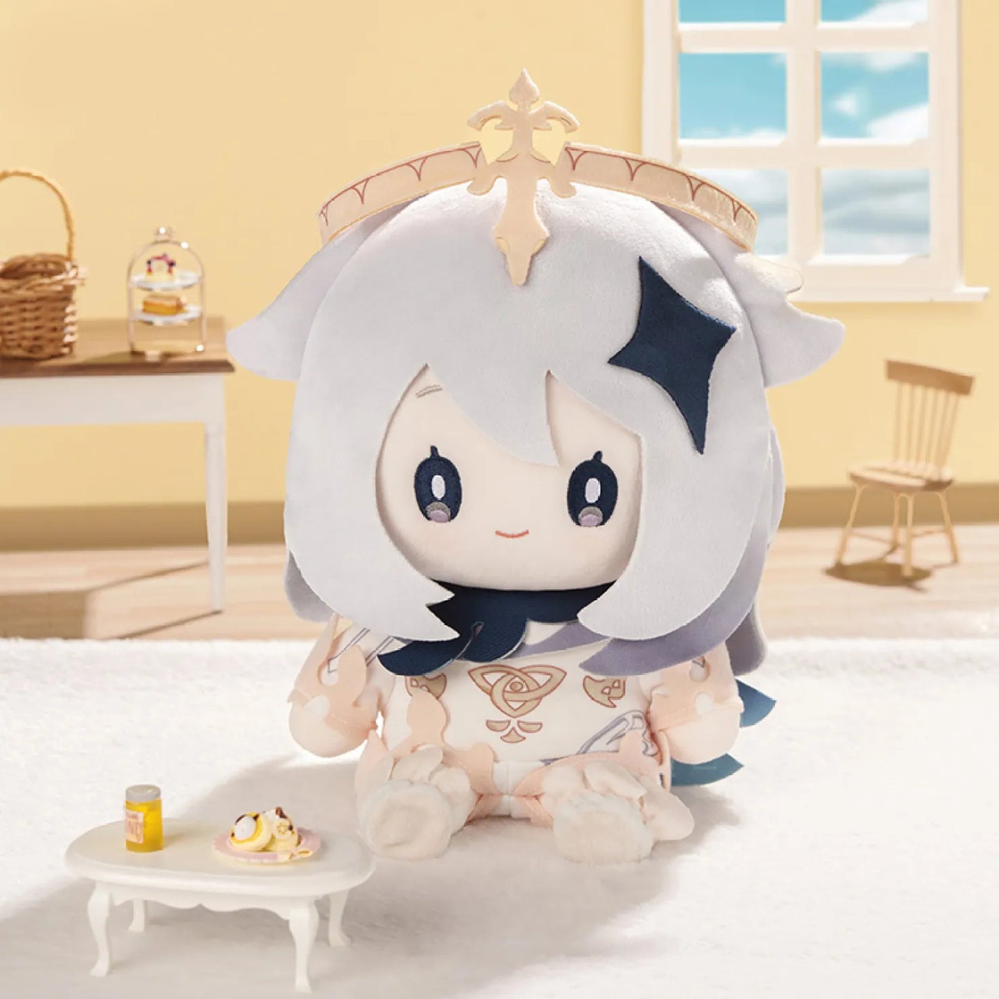 Boundless Companion Series Paimon Plush: Adorable Chibi design made for Genshin Impact fans. A perfect polyester doll for display or gifting.