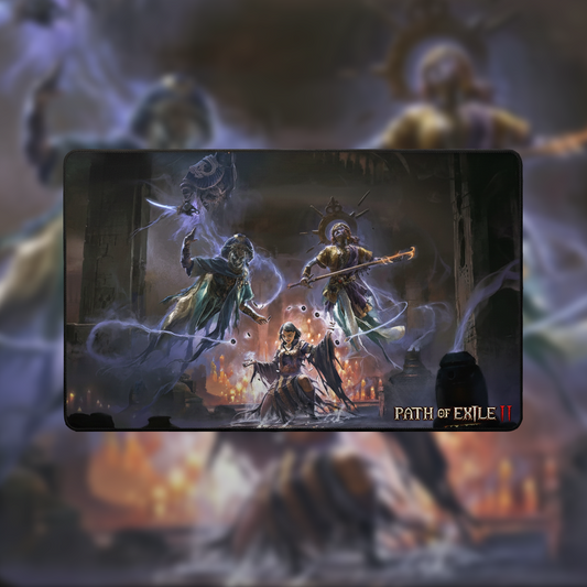 The Fire & Ice Djinni Summoner Desk Mat | for Path of Exile 2 Fans | High-Res Character Art | Perfect Gamer Gift
