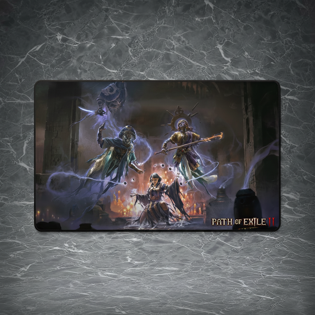 The Fire & Ice Djinni Summoner Desk Mat | for Path of Exile 2 Fans | High-Res Character Art | Perfect Gamer Gift
