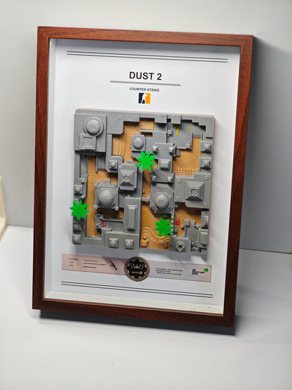 CS2 Map Desktop Ornament | Ultra-Detailed 3D Printed Dust2 Terrain | Dual-Purpose Desk Display & Wall Art | CSGO Collector's Item